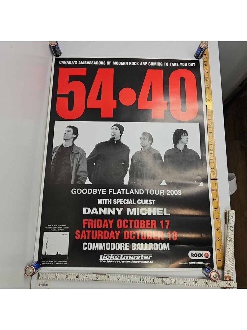 54-40 Goodbye Flatland Tour 2003 Poster Commodore Ballroom Vancouver Danny VTG